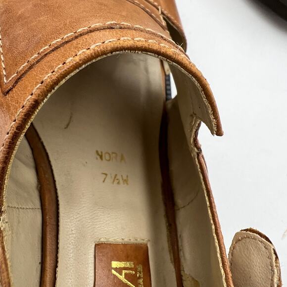 Vintage Ipanema Leather Square Toe Block Heel Nora Slingback Sandals Tan - Picture 4 of 7